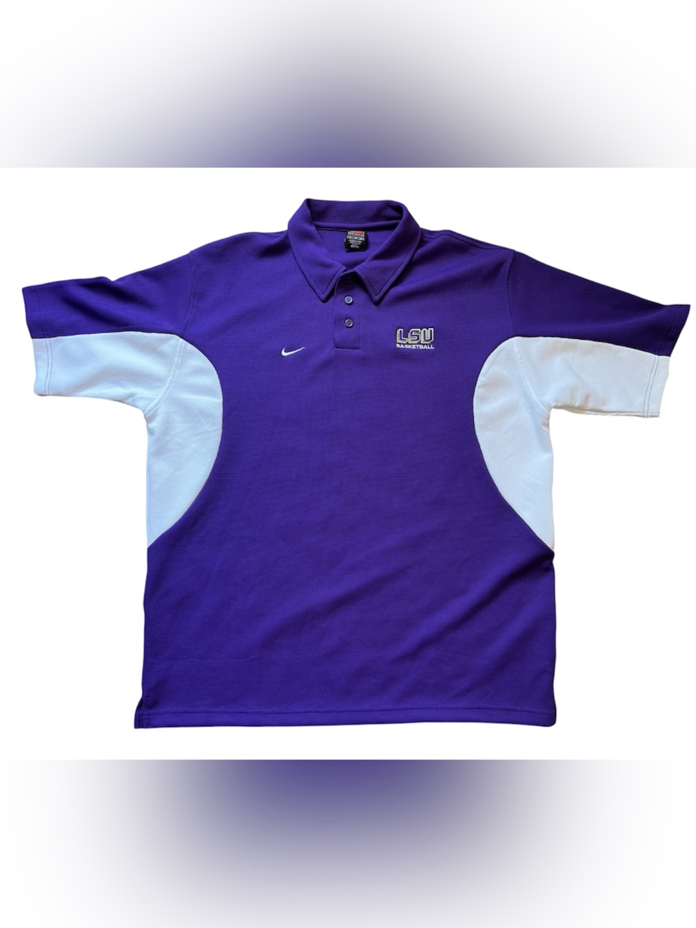 Vintage Nike Team LSU Basketball Polo Shirt Mens XL Purple Y2K Dri-FIT